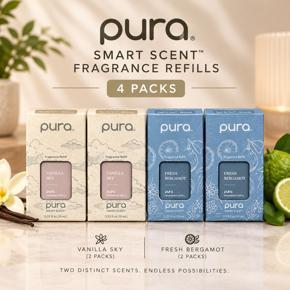 Pura Smart Scent Fragrance Refills 4 Pack Vanilla Sky Fresh Bergamot